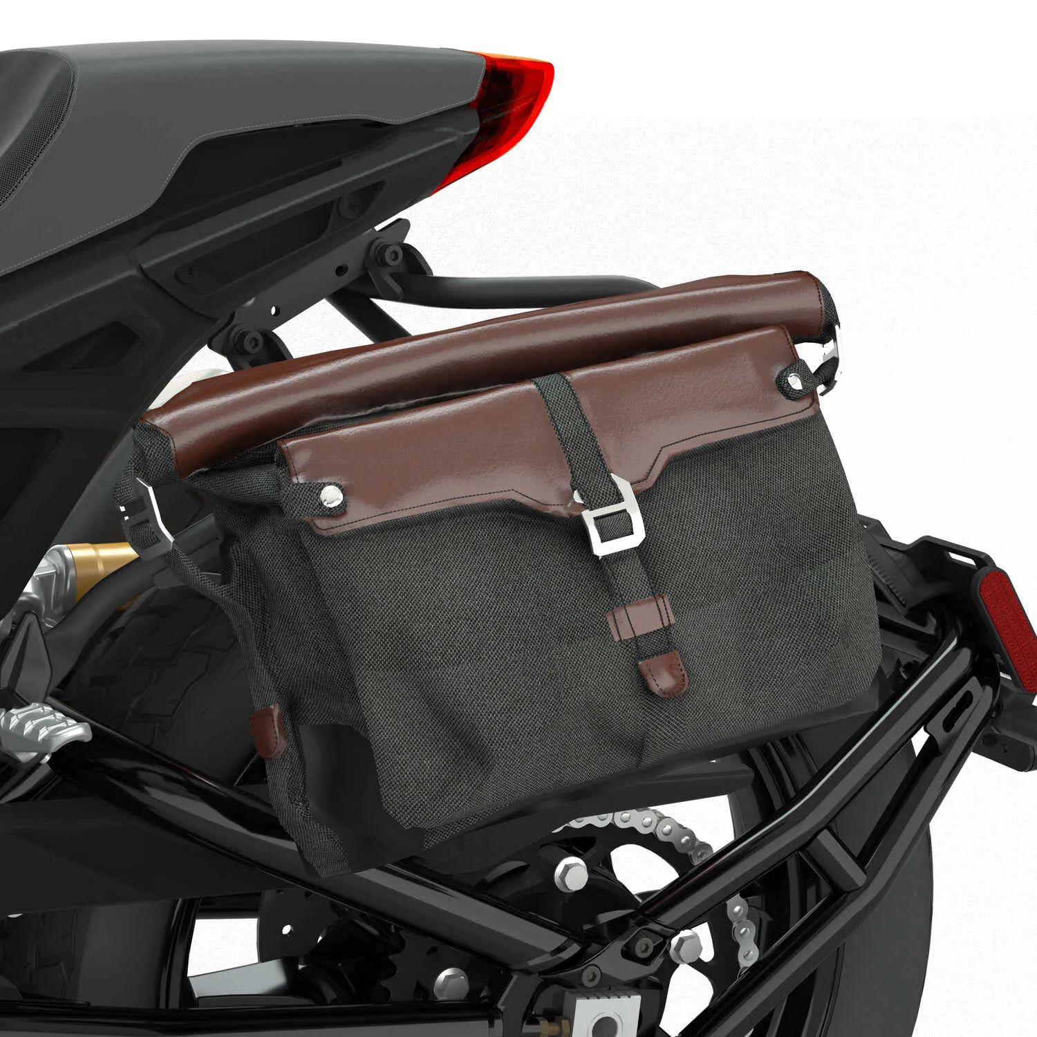 All-Weather Vinyl Messenger Bag with Shoulder Strap, Black/Brown