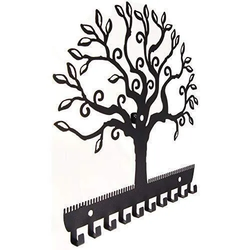 Angelynn's Jewelry Organizer Hanging Earring Holder Wall Mount Necklace Display Rack Storage Branch Rack, Tree of Life Black