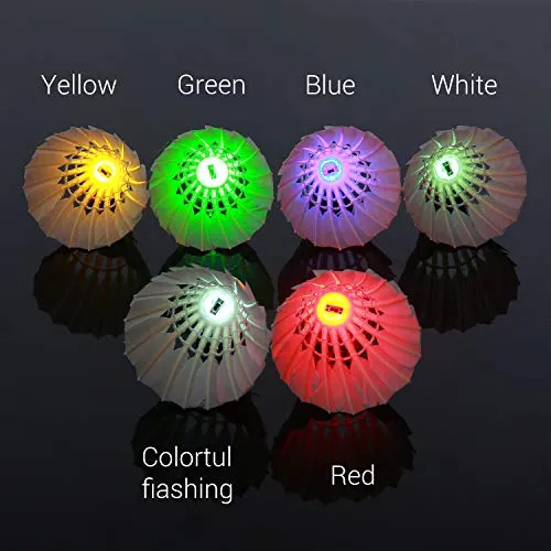 Badminton Shuttlecocks,Sportneer LED Badminton Shuttlecocks 360° Lighting Birdies for Badminton Glow in The Dark Shuttlecocks for Indoor or Outdoor Sports Activities 8-Pack