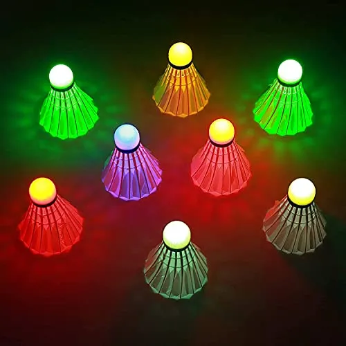 Badminton Shuttlecocks,Sportneer LED Badminton Shuttlecocks 360° Lighting Birdies for Badminton Glow in The Dark Shuttlecocks for Indoor or Outdoor Sports Activities 8-Pack