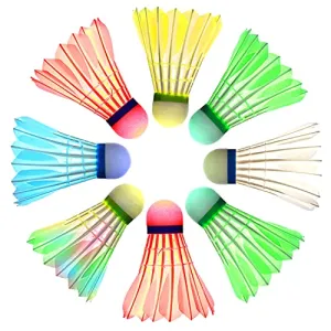 Badminton Shuttlecocks,Sportneer LED Badminton Shuttlecocks 360° Lighting Birdies for Badminton Glow in The Dark Shuttlecocks for Indoor or Outdoor Sports Activities 8-Pack