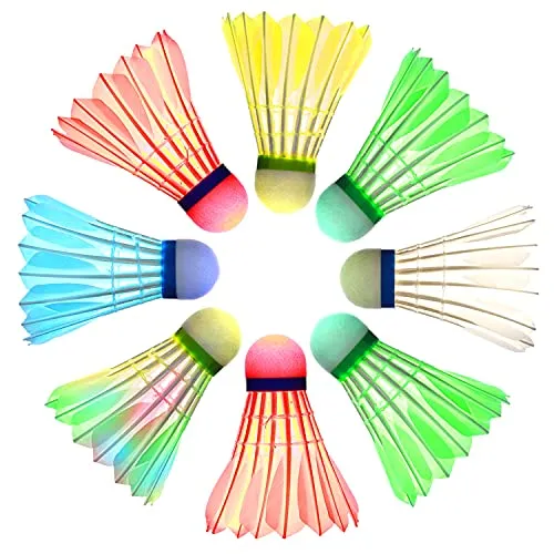 Badminton Shuttlecocks,Sportneer LED Badminton Shuttlecocks 360° Lighting Birdies for Badminton Glow in The Dark Shuttlecocks for Indoor or Outdoor Sports Activities 8-Pack