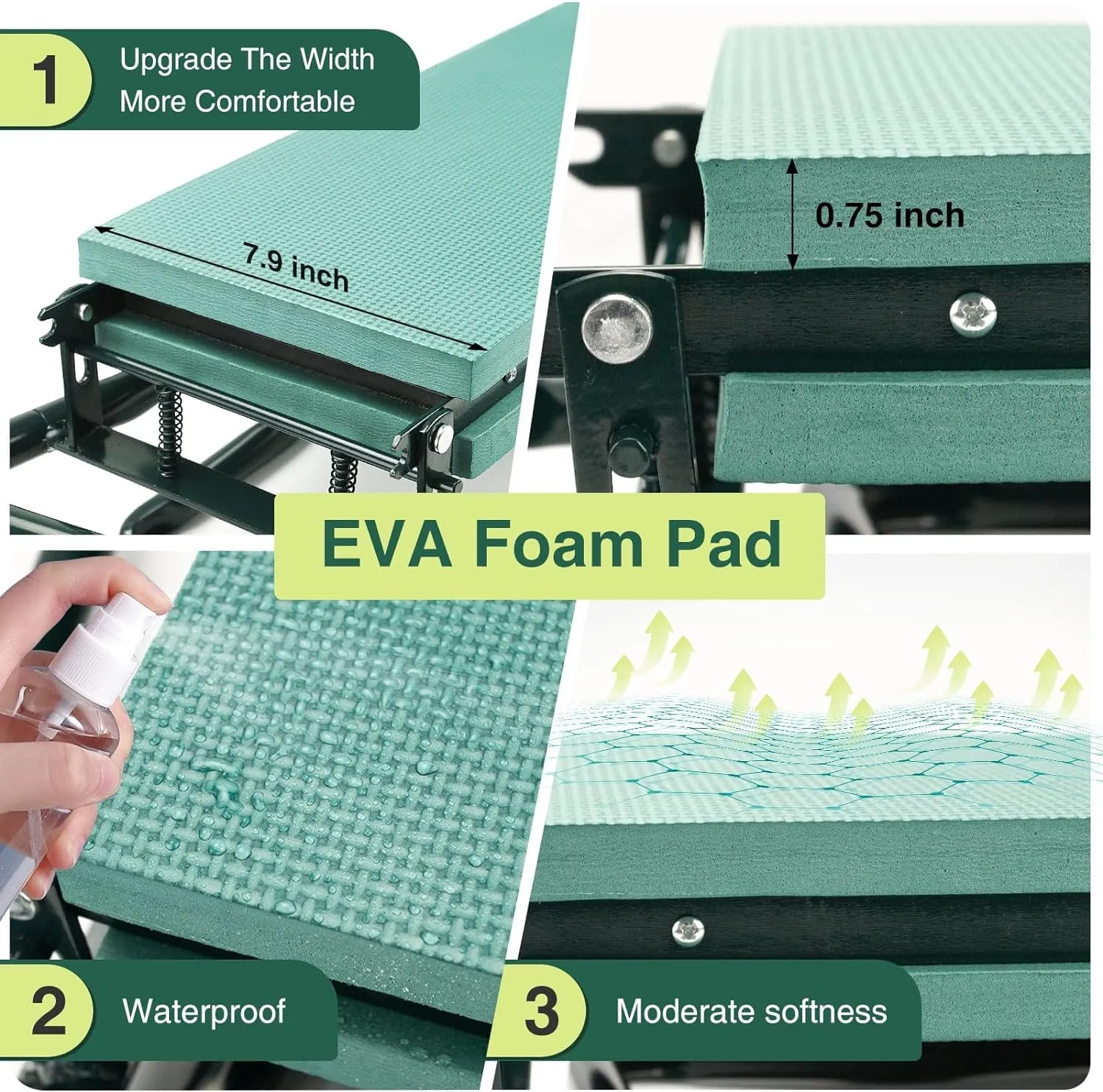 BEEPRINCESS Folding Garden Kneeler Seat Bench with 2 Bonus Tool Pouches EVA Foam Pad