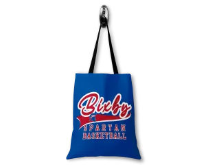 BIXBY SPARTAN PRIDE BASKETBALL 14x16 CANVAS TOTE BAG
