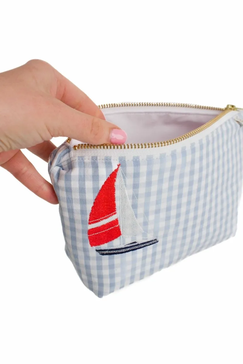 Blue Seersucker Sailboat 3 Piece Baby Bundle