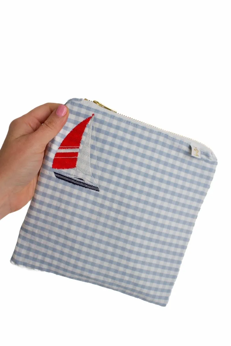 Blue Seersucker Sailboat 3 Piece Baby Bundle