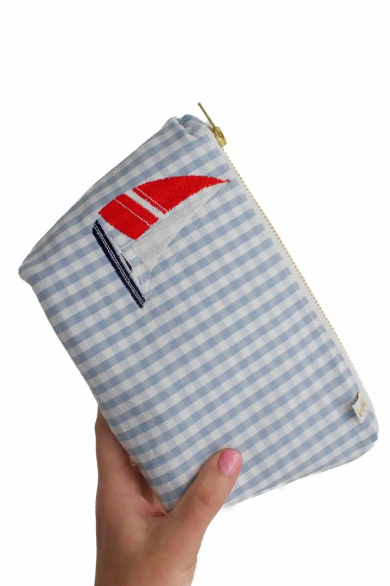Blue Seersucker Sailboat 3 Piece Baby Bundle