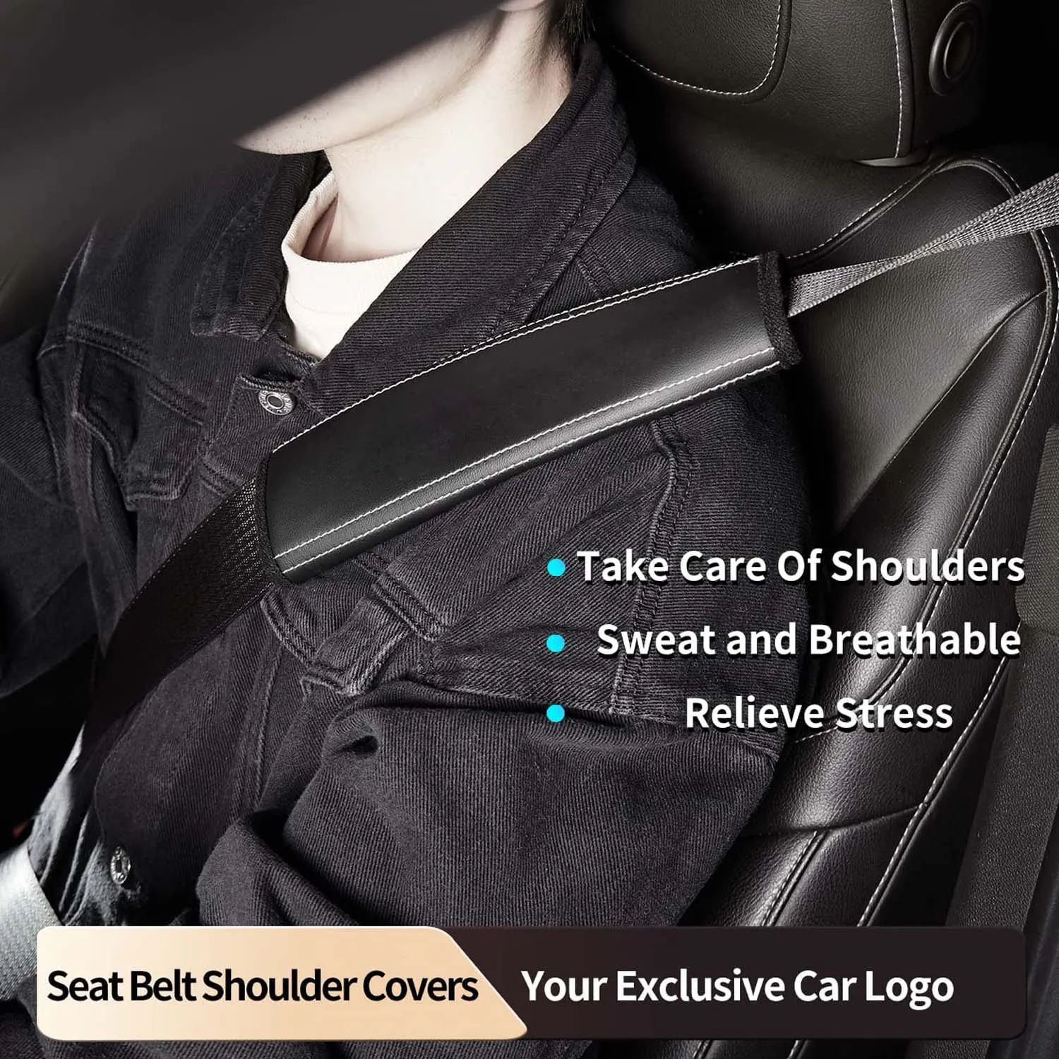 Car Seat Belt Covers (2PCS), Custom Fit For Your Cars, Microfiber Leather Seat Belt Shoulder Pads for More Comfortable Driving, Car Accessories MY13994