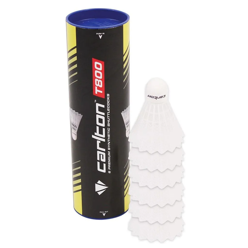 Carlton T800 White Fast Badminton Nylon Shuttles / Shuttlecocks - Tube 6