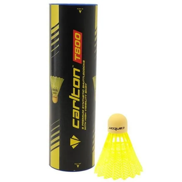 Carlton T800 Yellow Medium Badminton Nylon Shuttles / Shuttlecocks - Tube 6