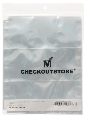CheckOutStore 9 Pocket Trading Card Page Protectors (Holds 18 Cards Back to Back)