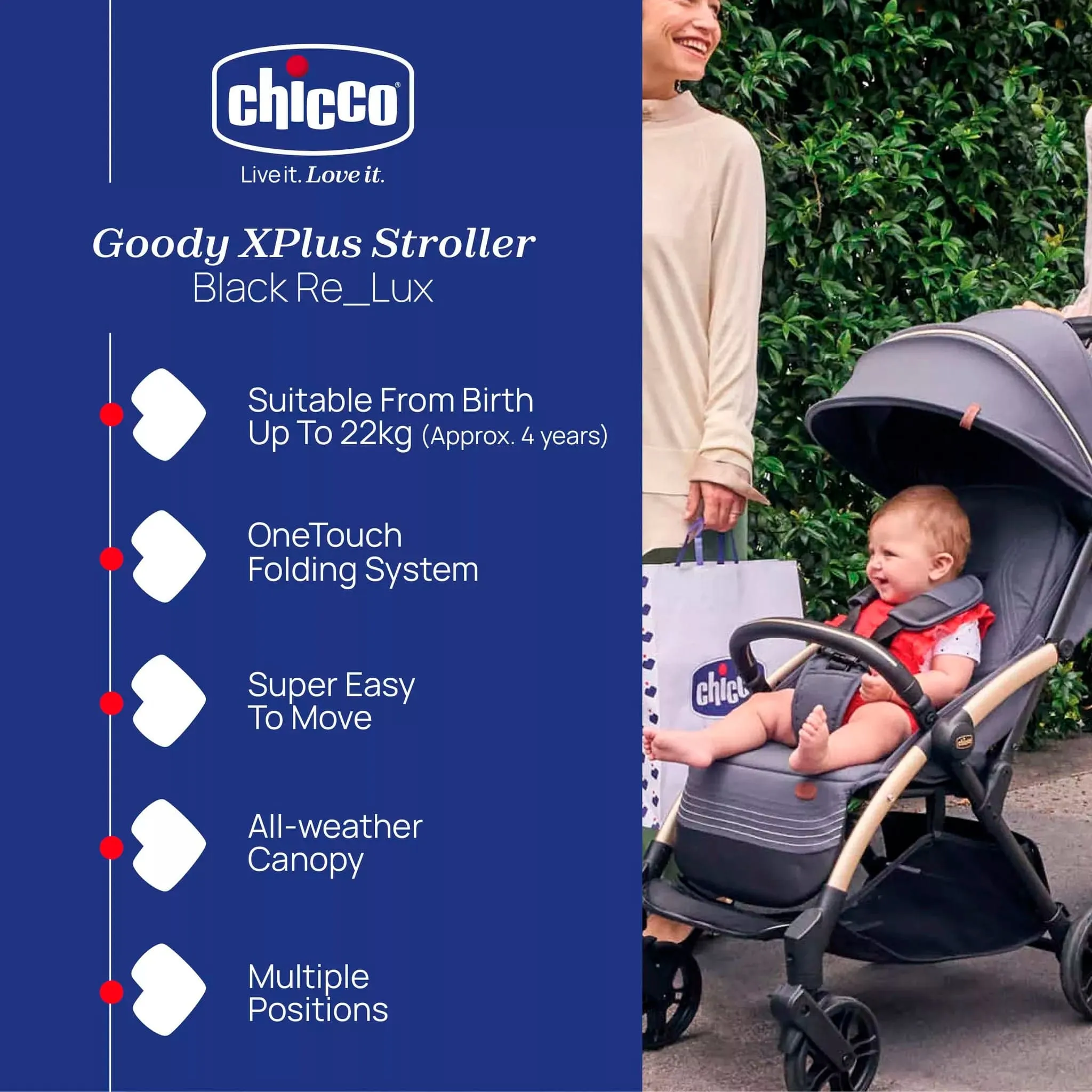 Chicco Goody Xplus Stroller - Black Re_Lux