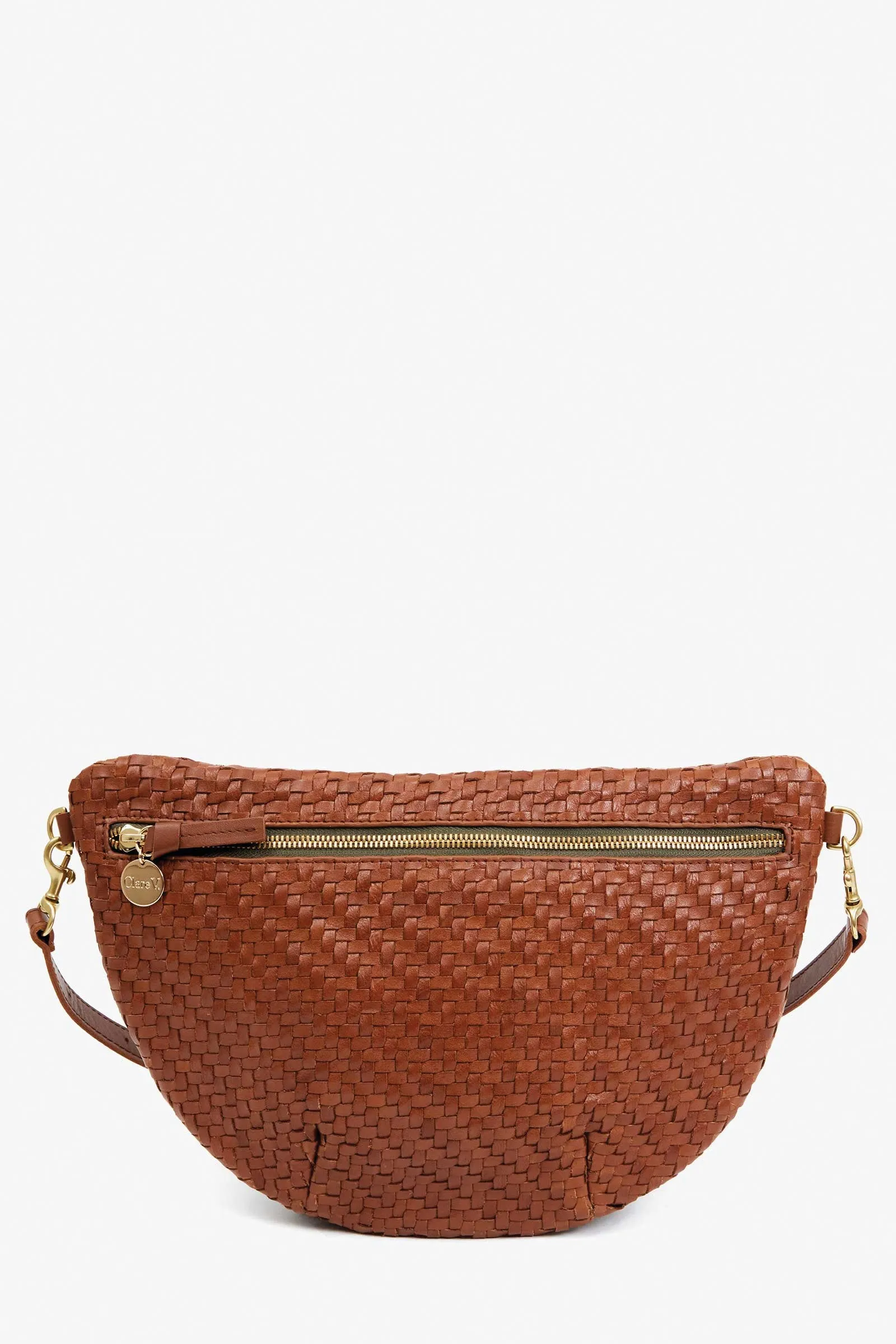 Clare V Grande Fanny in Hazelnut Woven Zig Zag