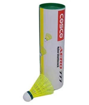 Cosco AERO No. 777 Nylon Shuttle cock (yellow) nylon base. Set of 6 Cock.