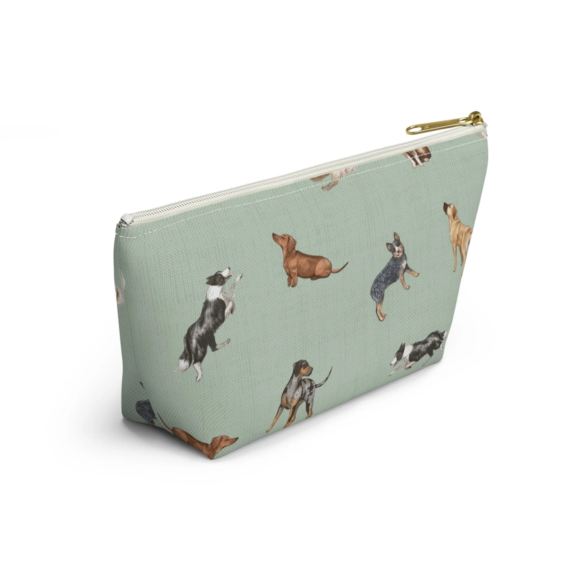 Cow Dogs Pencil Pouch in Mint