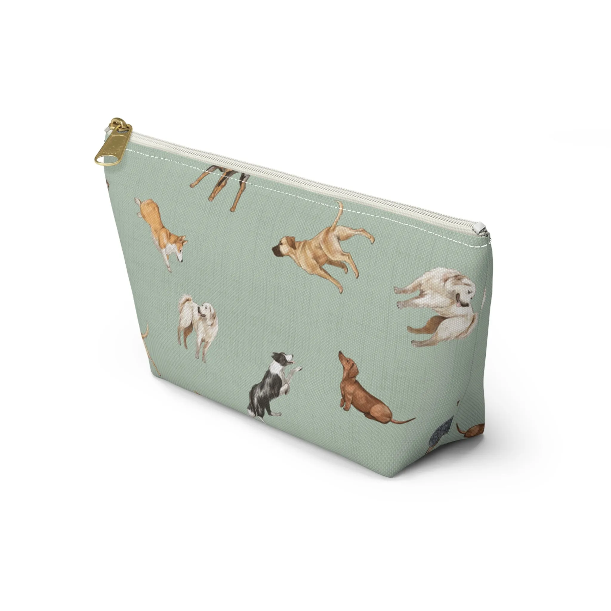 Cow Dogs Pencil Pouch in Mint