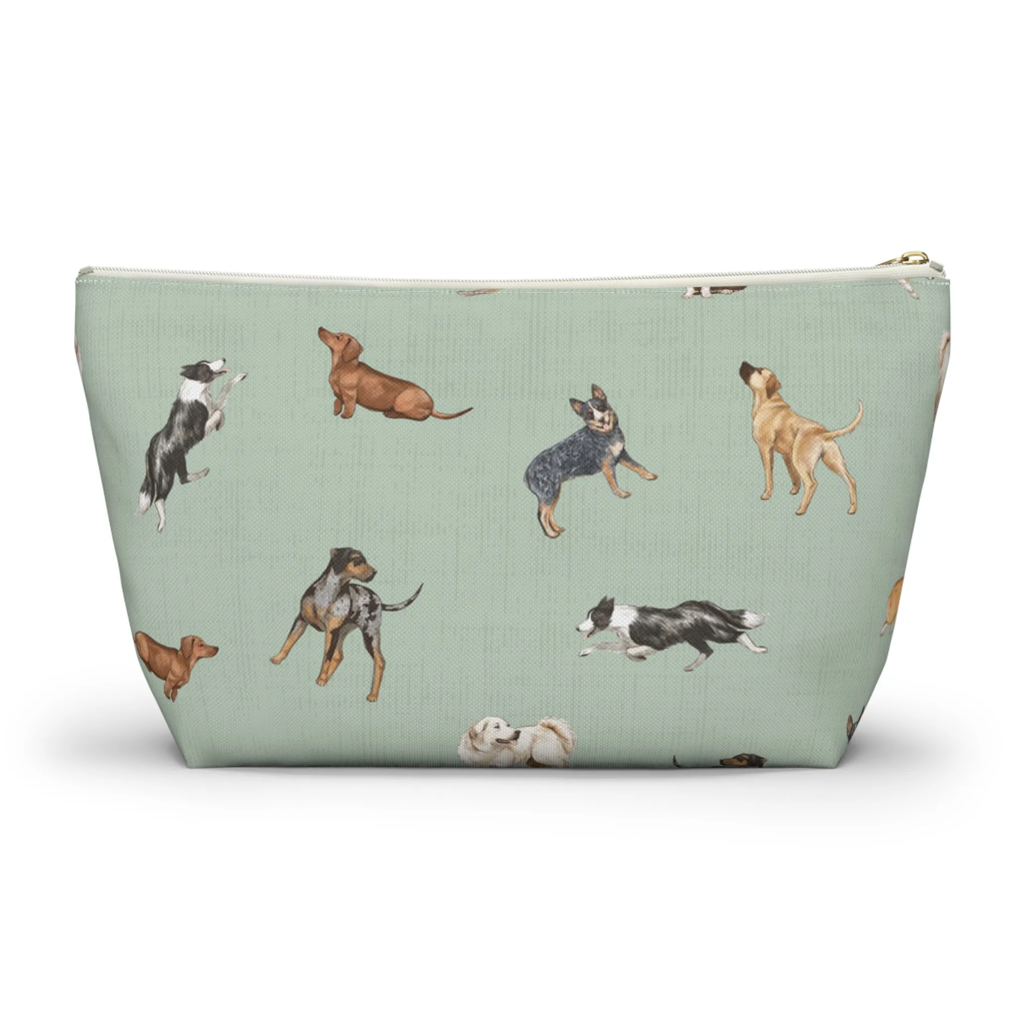 Cow Dogs Pencil Pouch in Mint