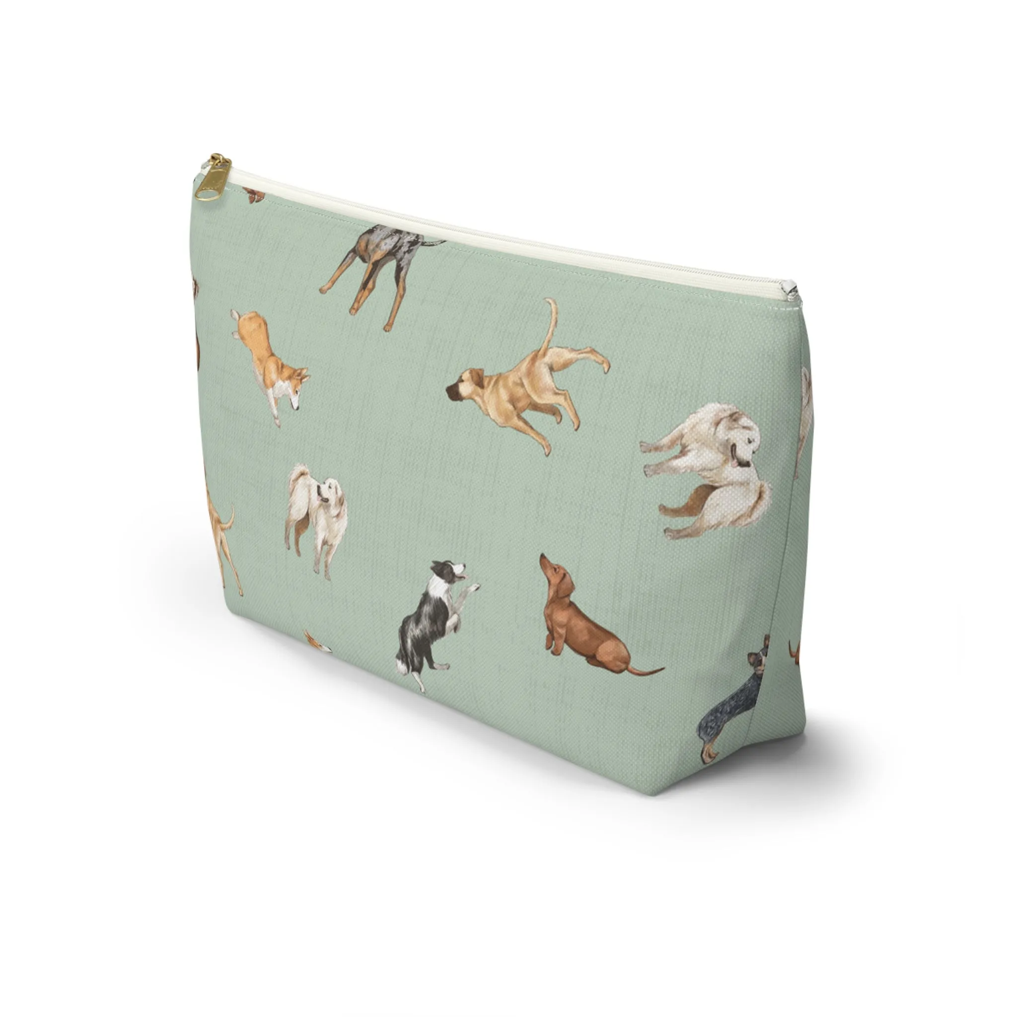 Cow Dogs Pencil Pouch in Mint
