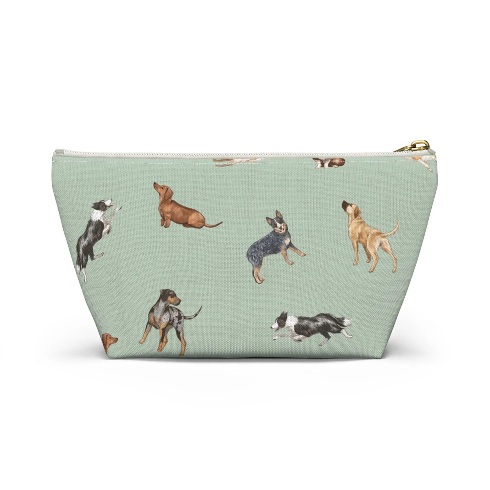 Cow Dogs Pencil Pouch in Mint