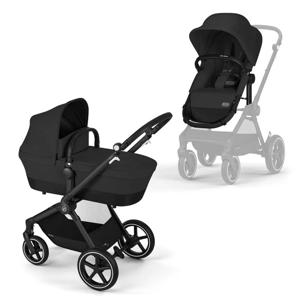 CYBEX EOS Comfort Bundle Travel System with Aton B2 I-SIZE and Gold Footmuff - Moon Black