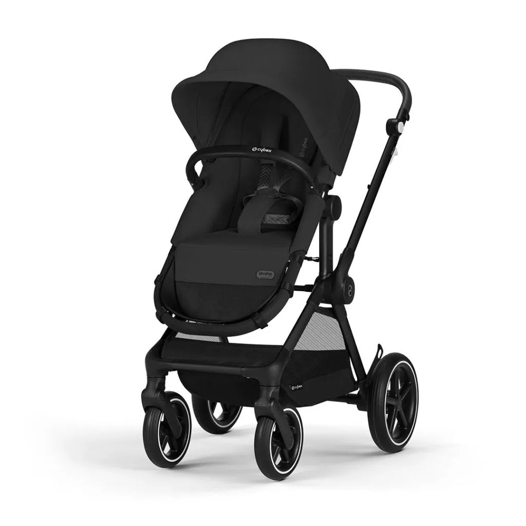 CYBEX EOS Comfort Bundle Travel System with Aton B2 I-SIZE and Gold Footmuff - Moon Black