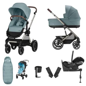 CYBEX EOS Comfort Bundle Travel System with Aton B2 I-SIZE and Gold Footmuff - Sky Blue