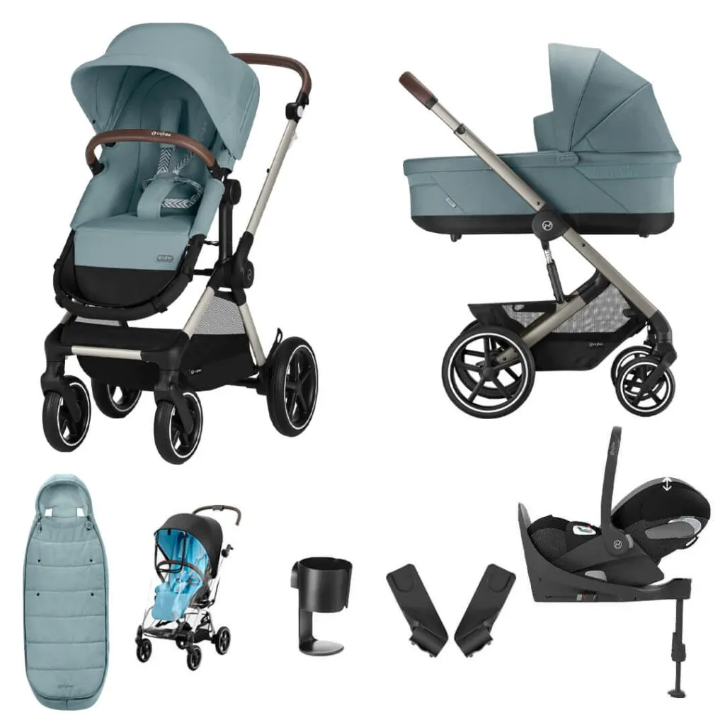 CYBEX EOS Comfort Bundle Travel System with Aton B2 I-SIZE and Gold Footmuff - Sky Blue