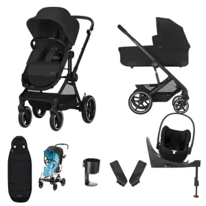CYBEX EOS Luxury Travel System CLOUD T I-SIZE with Gold Footmuff - Moon Black