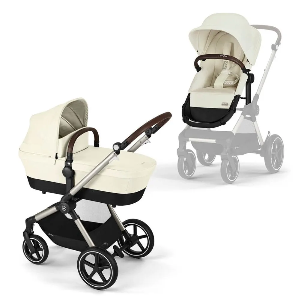 CYBEX EOS Travel System Essential Bundle with Gold Footmuff - Seashell Beige