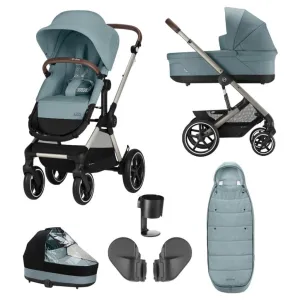 CYBEX EOS Travel System Essential Bundle with Gold Footmuff - Sky Blue