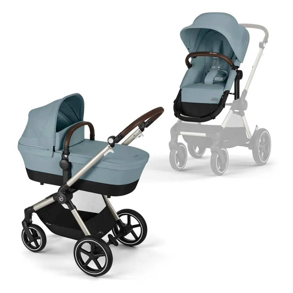 CYBEX EOS Travel System Essential Bundle with Gold Footmuff - Sky Blue