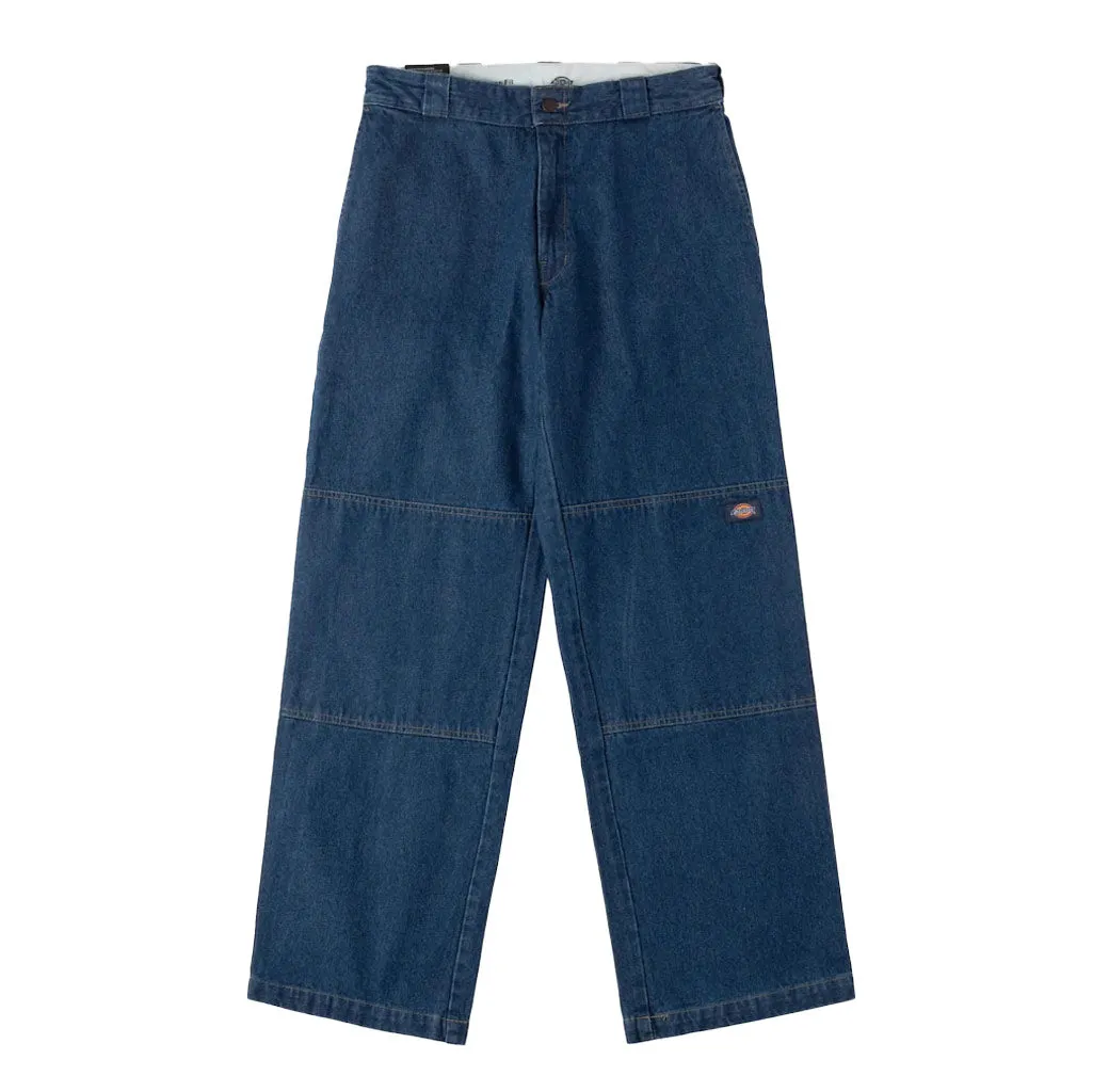 DICKIES 85-283 DOUBLE KNEE LOOSE FIT DENIM PANT - STONE WASHED INDIGO