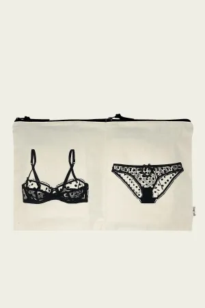 Double Lingerie Packing Pouch in Cream