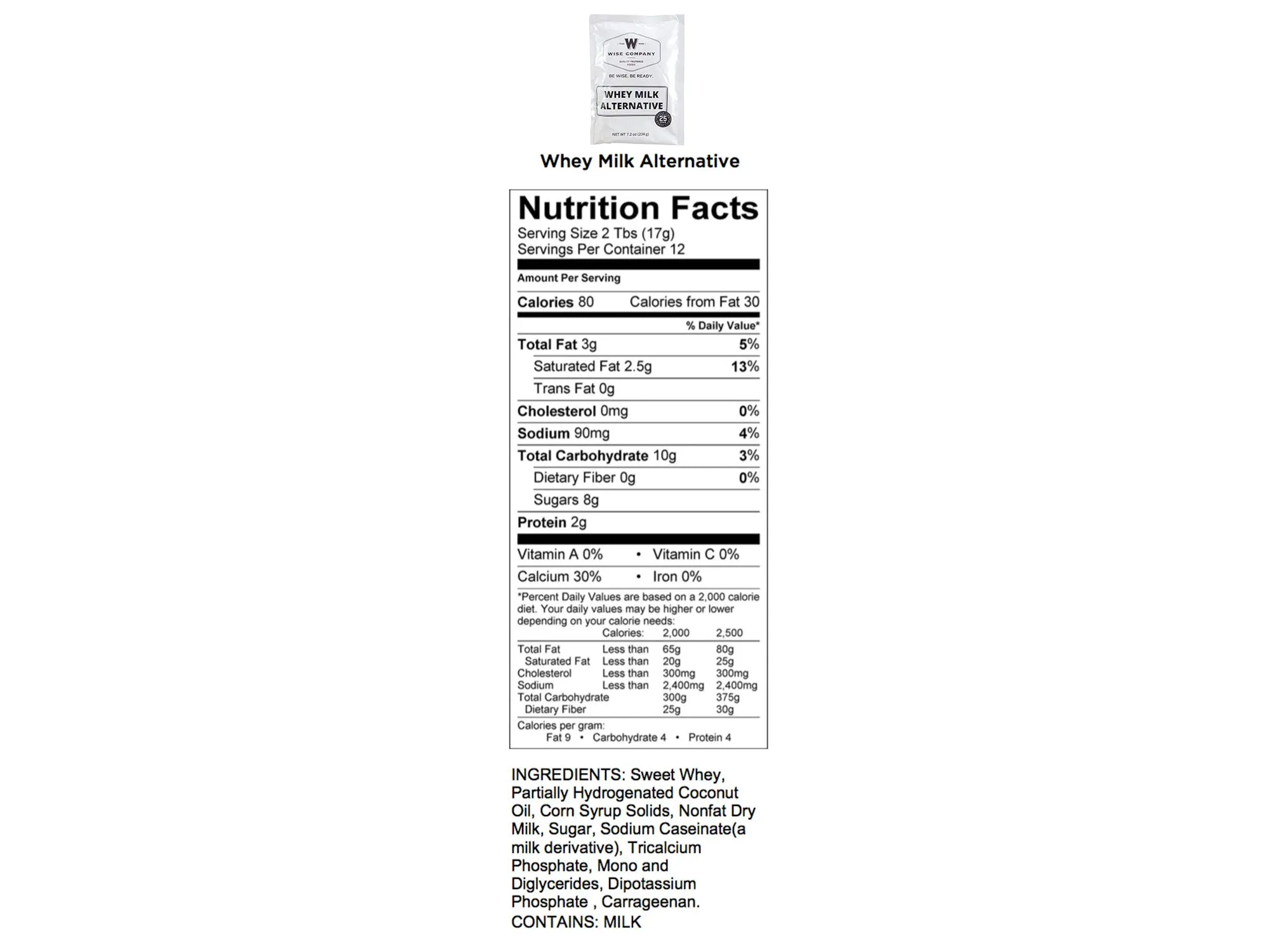 Emergency Freeze Dried Powdered Whey Milk - 120 Servings