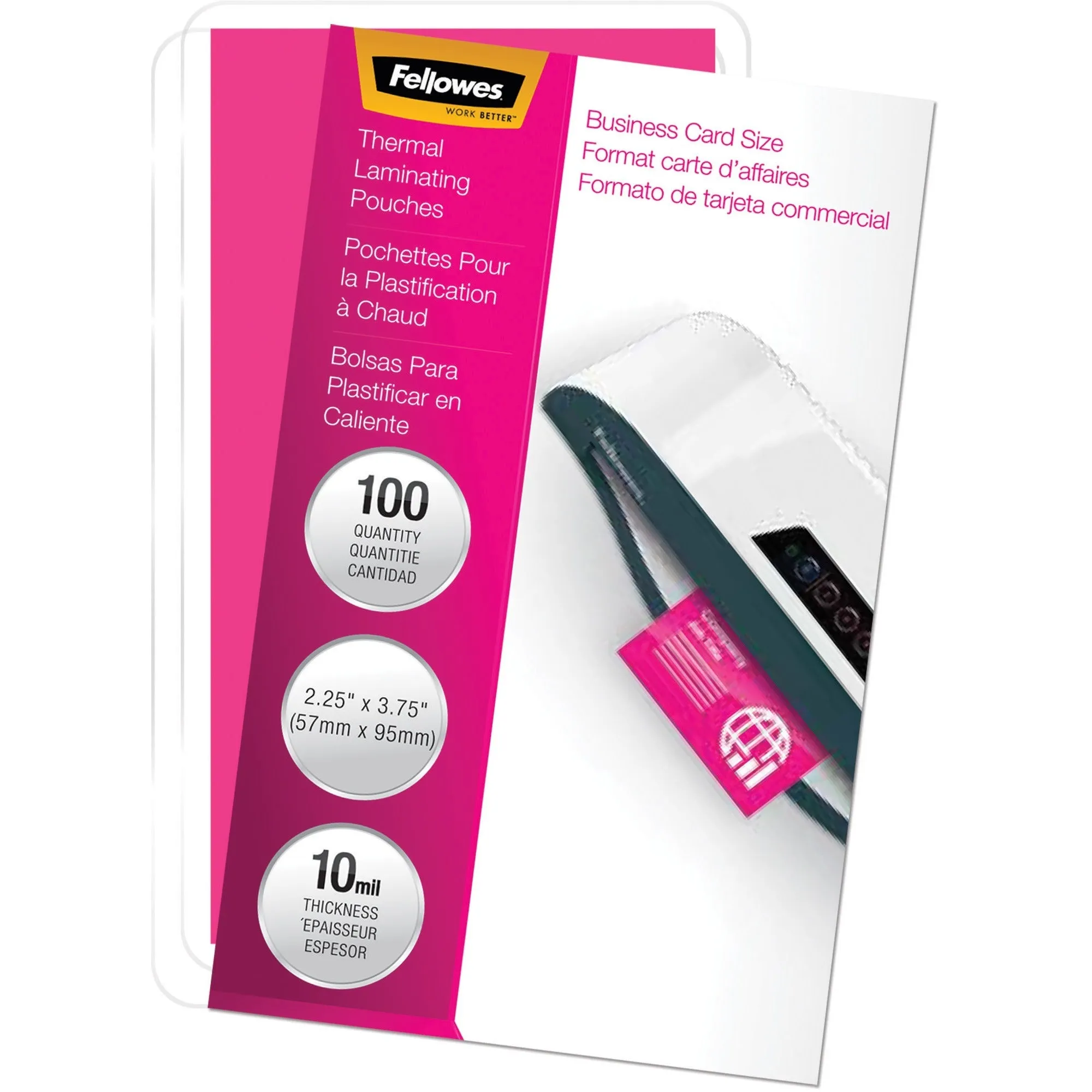 Fellowes Glossy Pouches - Business Card, 10 mil, 100 pack
