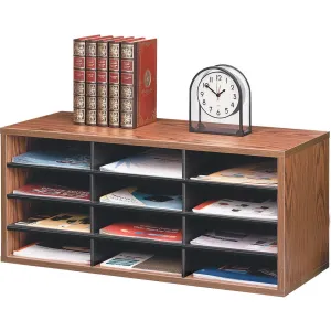 Fellowes Literature Organizer - 12 Compartment Sorter, Medium Oak