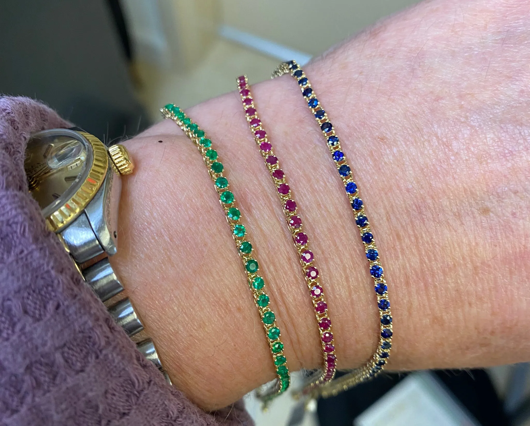 Fine Color Stone Tennis Bracelet