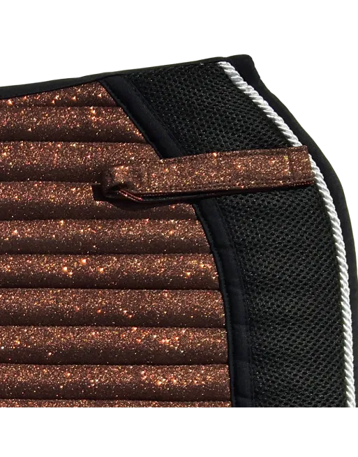 Glitter Mesh Sparkly Dressage Saddle Pad Copper Chocolate Brown