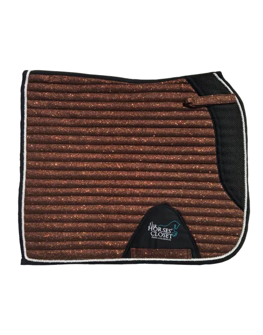 Glitter Mesh Sparkly Dressage Saddle Pad Copper Chocolate Brown