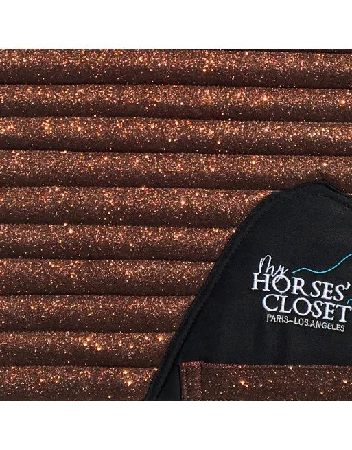 Glitter Mesh Sparkly Dressage Saddle Pad Copper Chocolate Brown