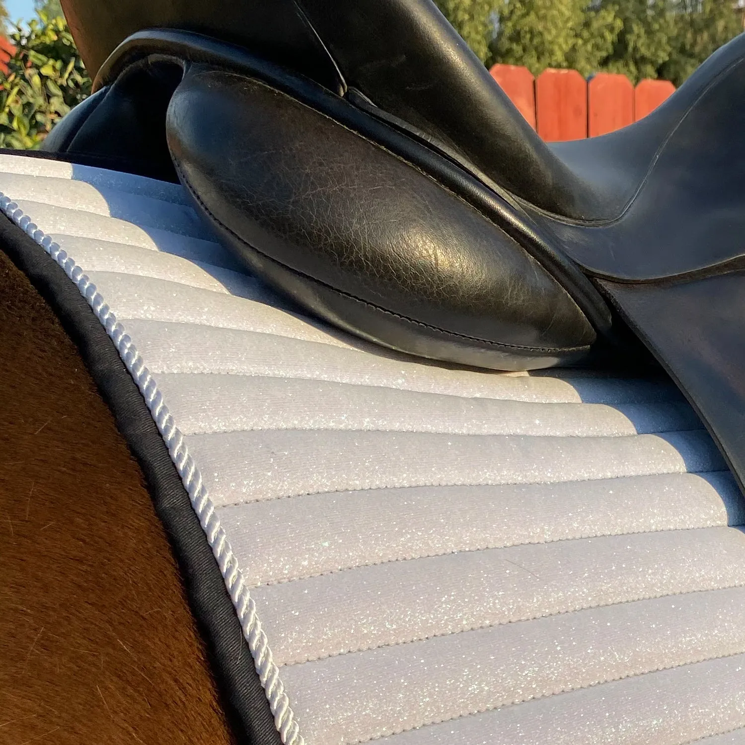Glitter Mesh Sparkly Dressage Saddle Pad White Ice Snow