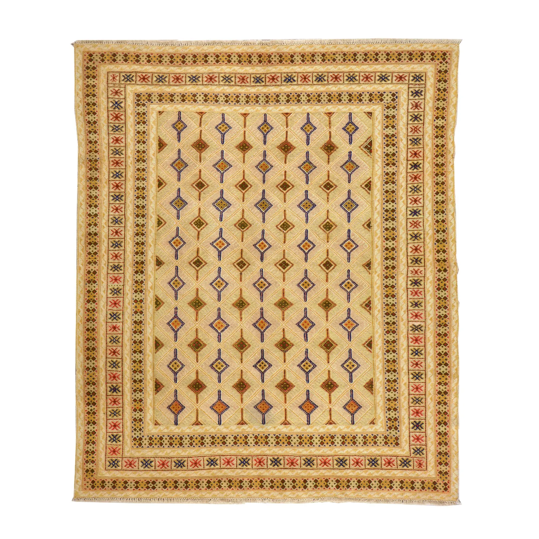 Hand-Knotted And Soumak Afghan Tribal Wool Rug (Size 4.11 X 5.11) Brral-3261