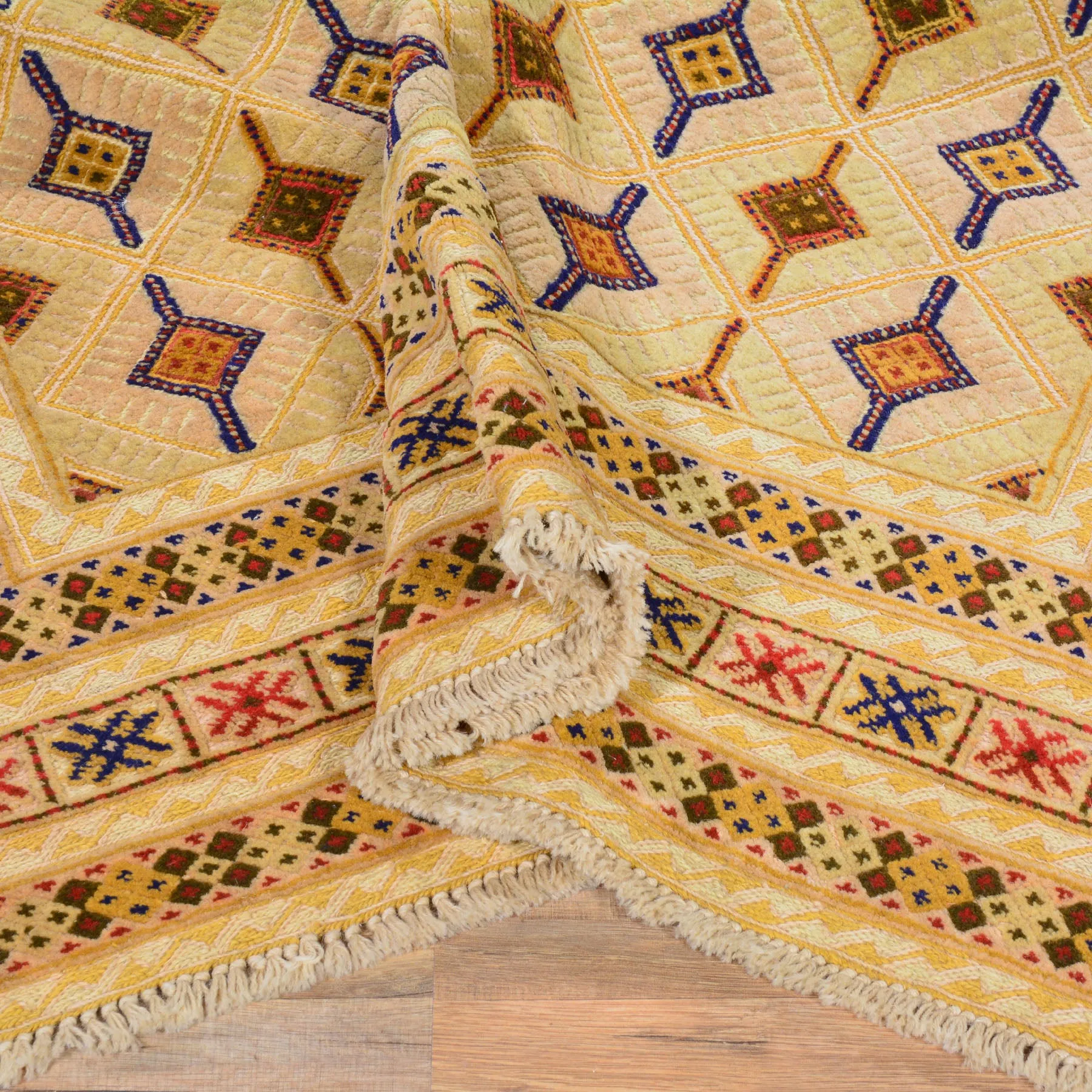 Hand-Knotted And Soumak Afghan Tribal Wool Rug (Size 4.11 X 5.11) Brral-3261