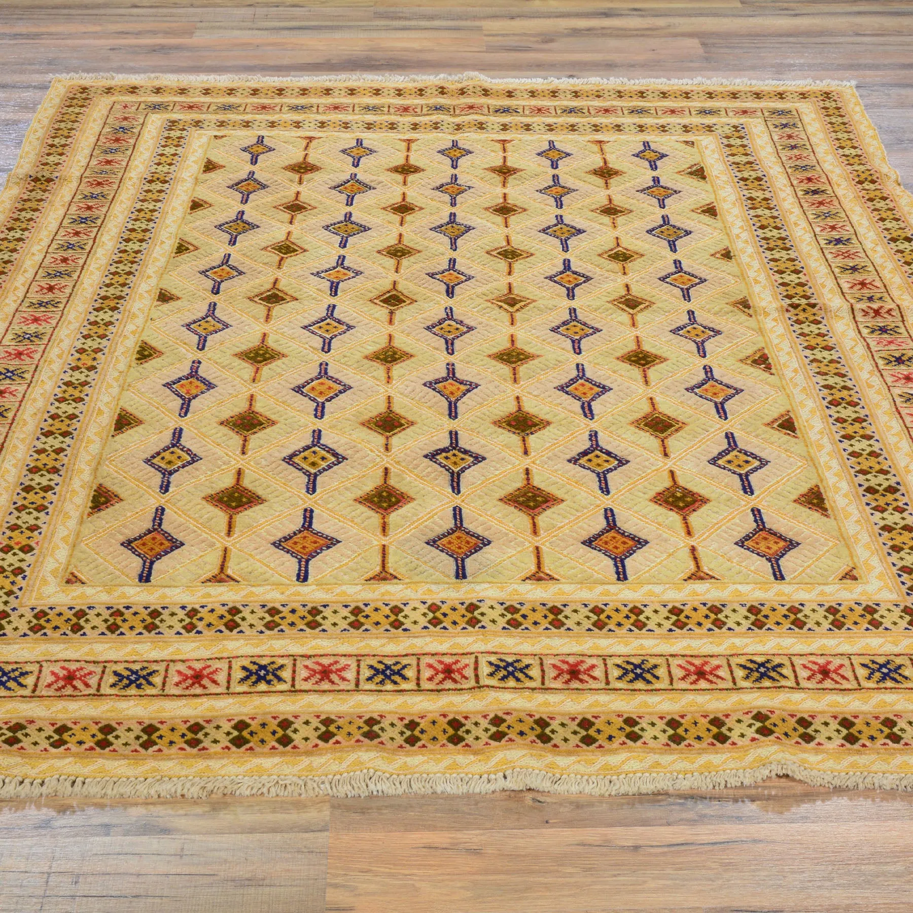 Hand-Knotted And Soumak Afghan Tribal Wool Rug (Size 4.11 X 5.11) Brral-3261