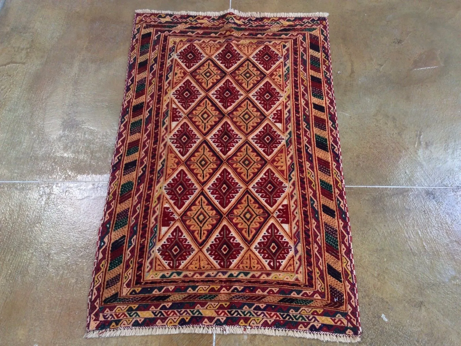 Hand-Knotted And Soumak Handmade Tribal Afghan Wool Mashwani Rug (Size 3.3 X 5.0) Brrsf-897