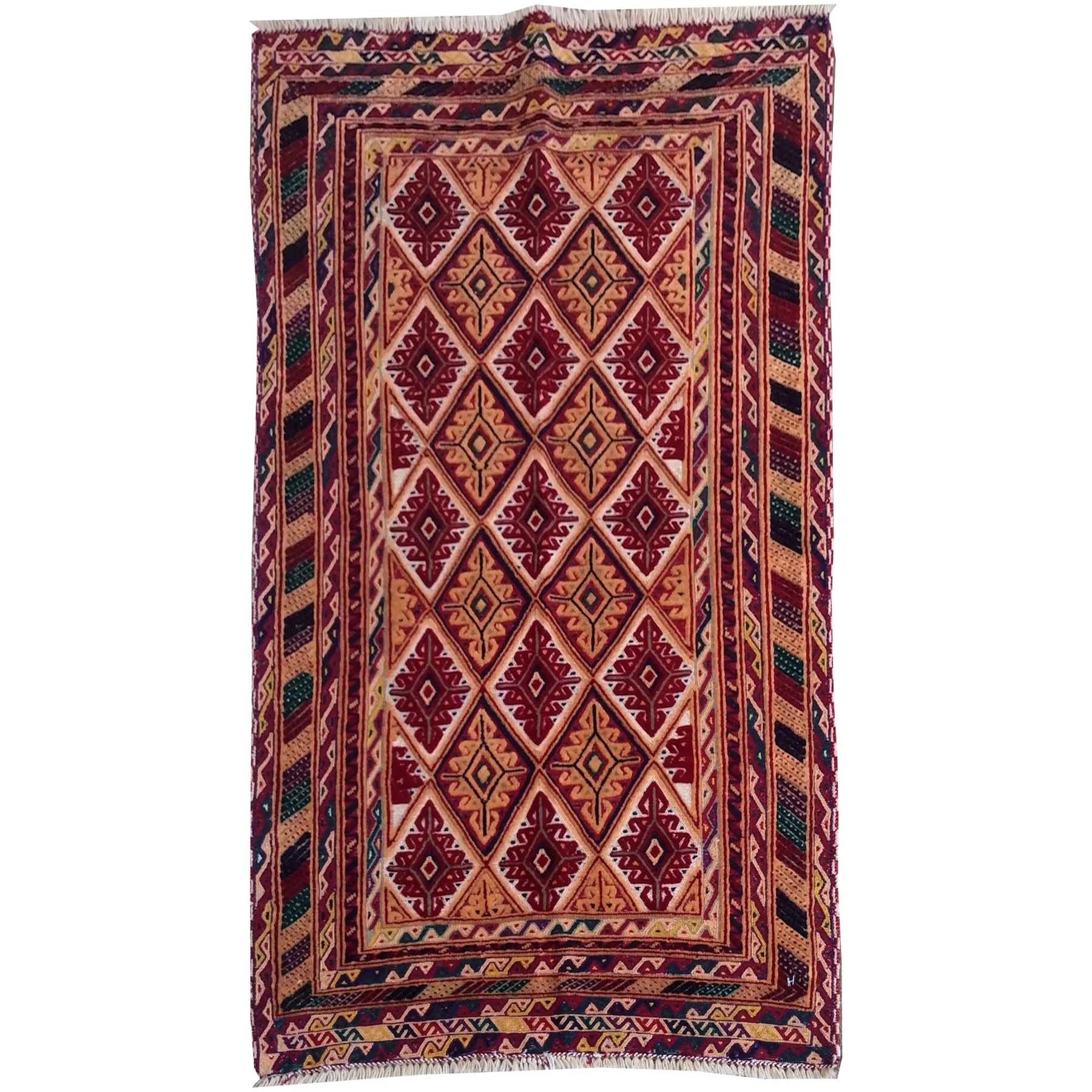 Hand-Knotted And Soumak Handmade Tribal Afghan Wool Mashwani Rug (Size 3.3 X 5.0) Brrsf-897
