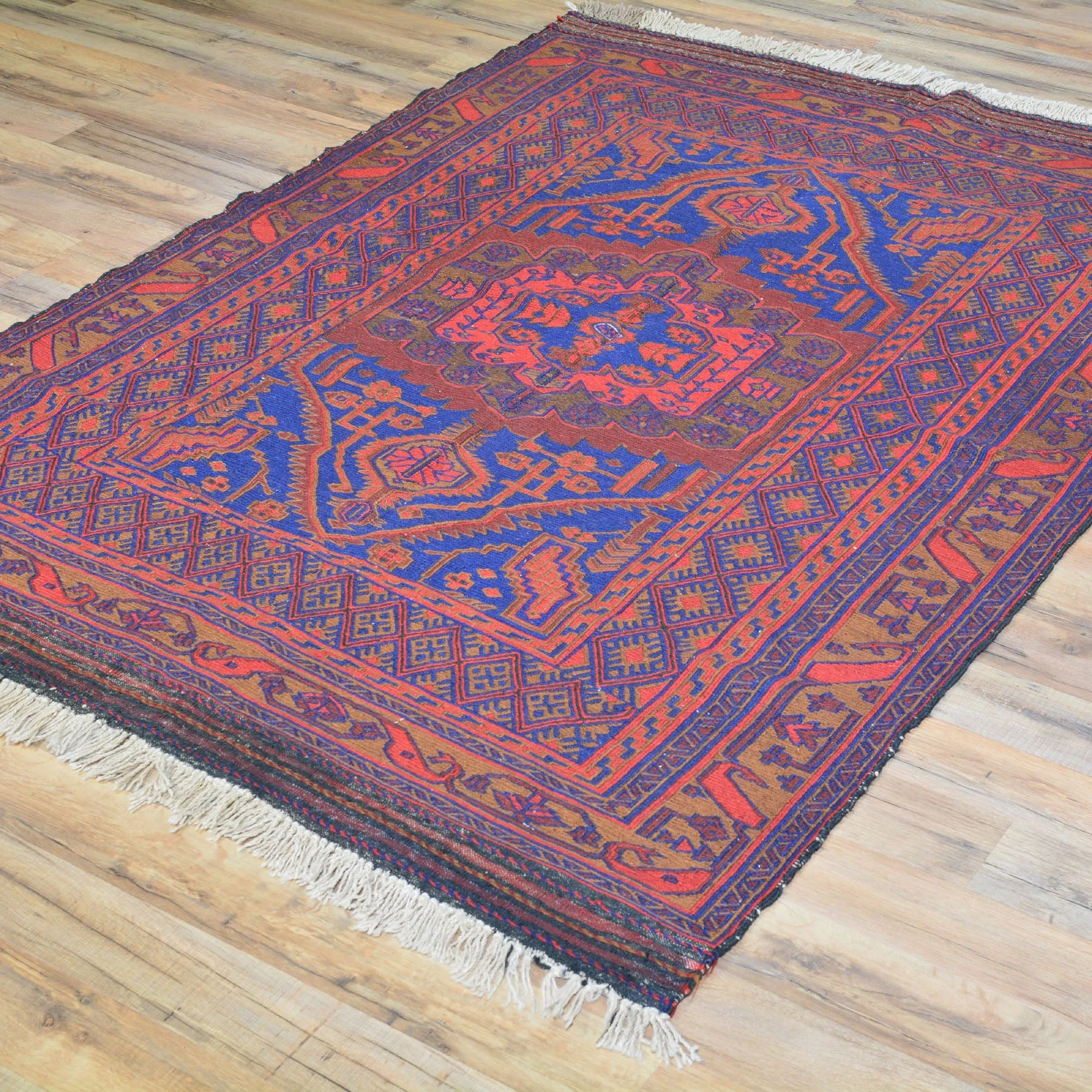Hand-Woven Soumak Tribal Afghan Wool Handmade Rug (Size 4.2 X 5.9) Brral-3576