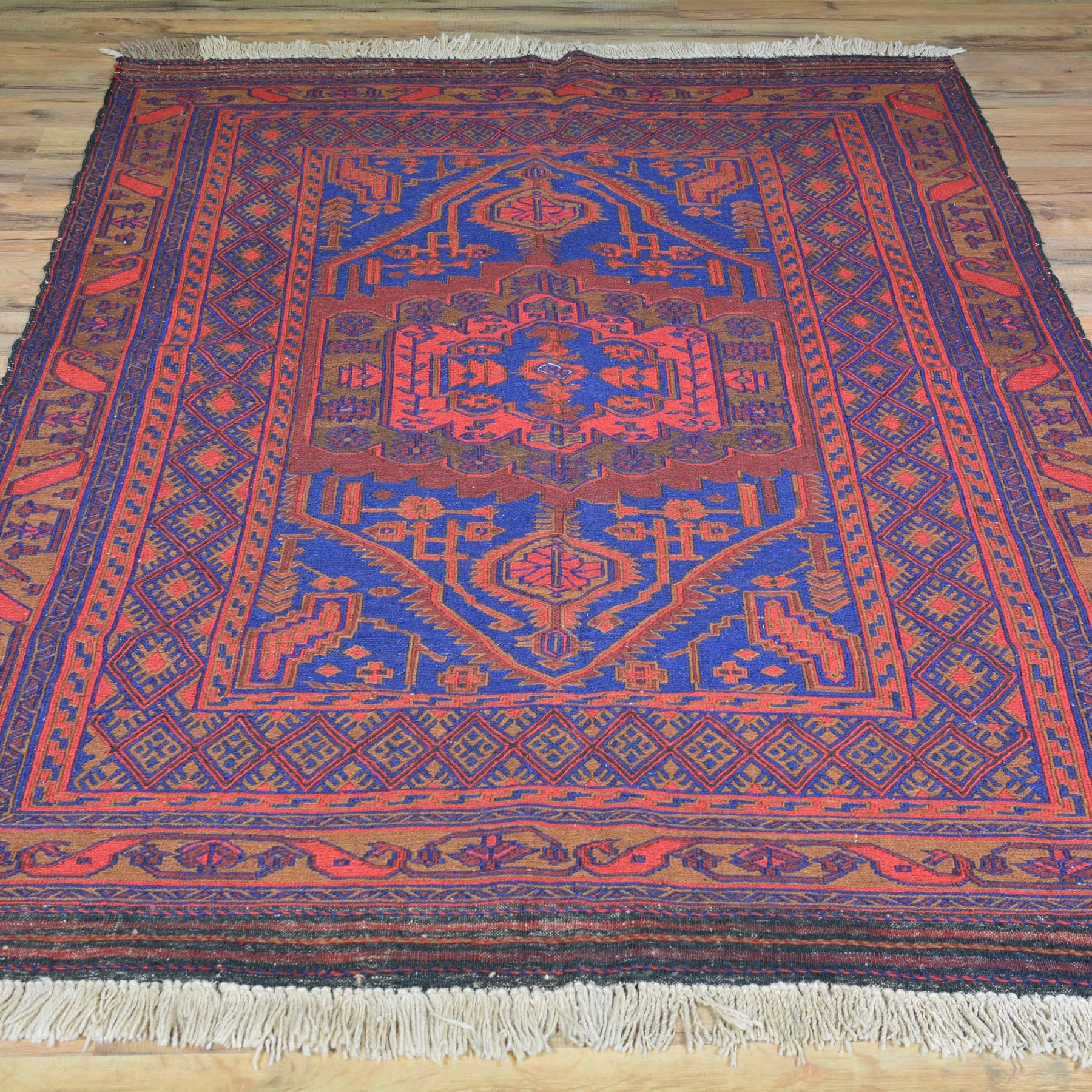 Hand-Woven Soumak Tribal Afghan Wool Handmade Rug (Size 4.2 X 5.9) Brral-3576