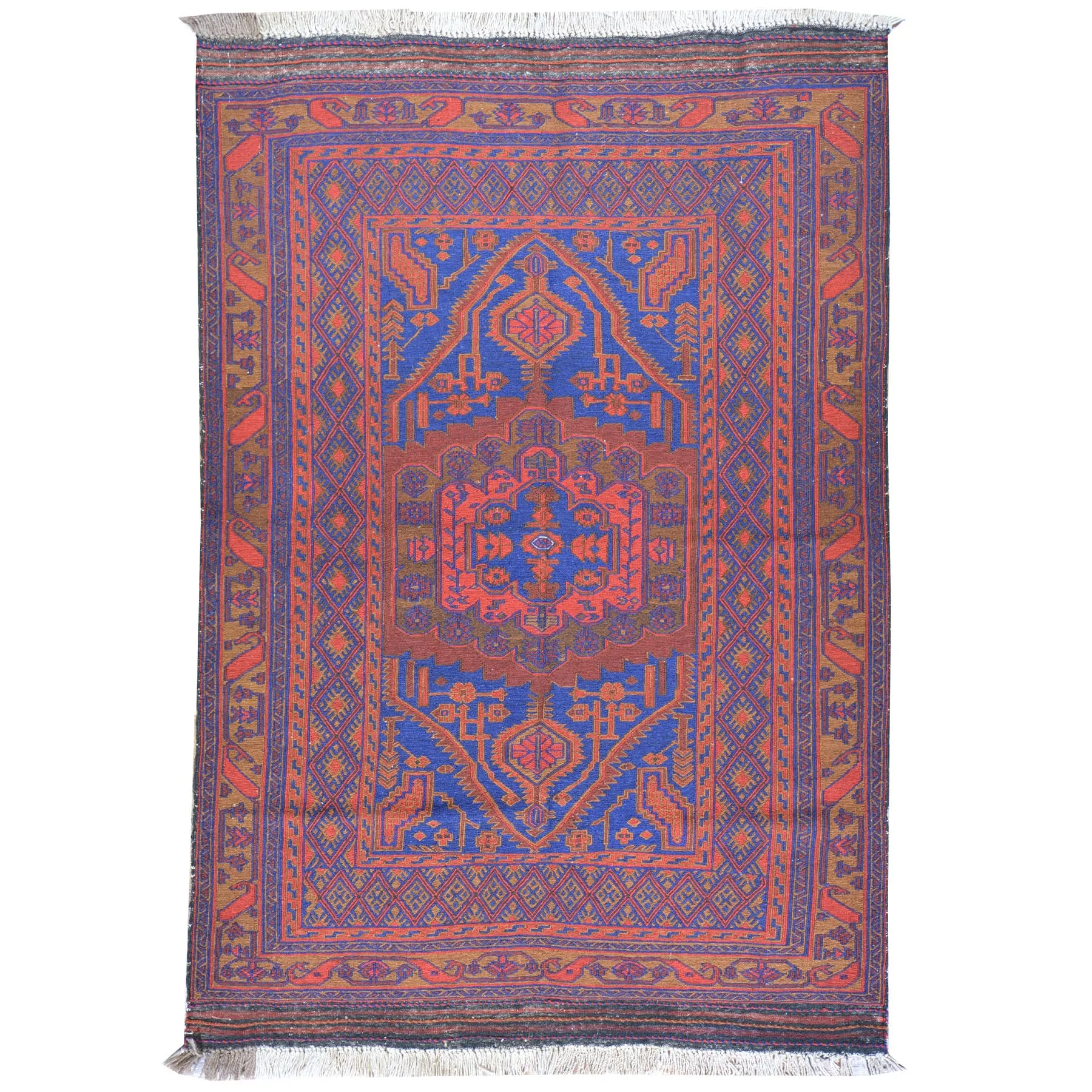 Hand-Woven Soumak Tribal Afghan Wool Handmade Rug (Size 4.2 X 5.9) Brral-3576