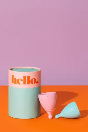 HELLO Cup Double Box  - Small/Medium Blue & Large Blush